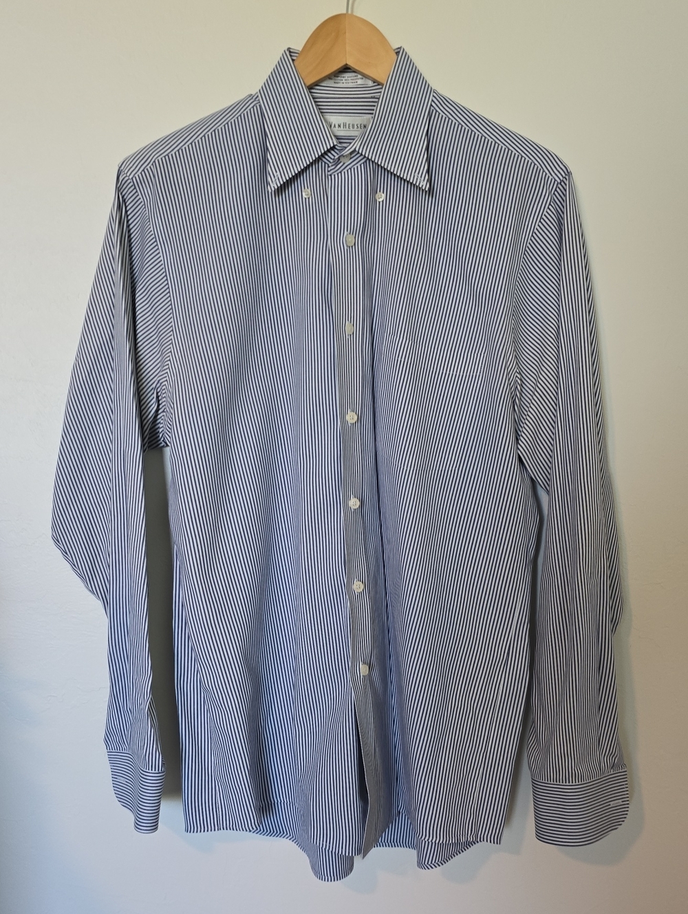 Van Heusen Blue and White Pinstripe Dress Shirt